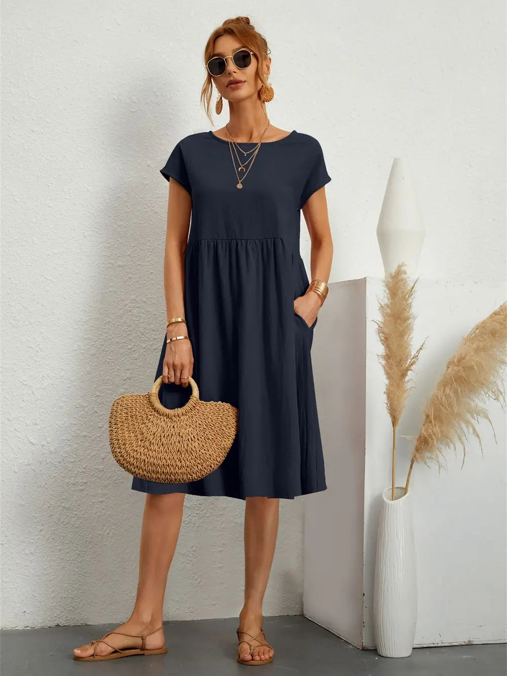 Sadie™ | Women's Smocked-Waist Midi Dress