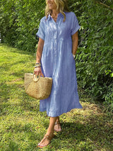 Sadie™ | Women's Striped Button-Up Midi Dress