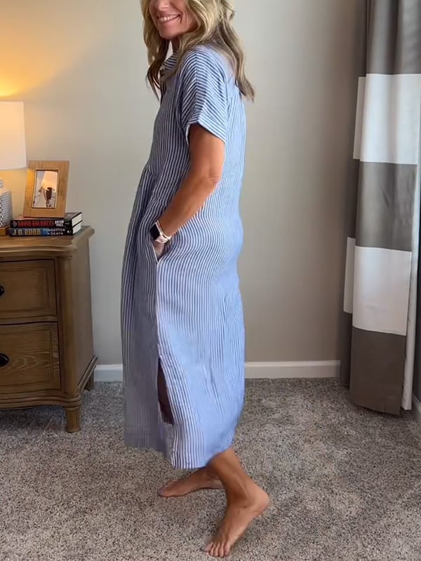Sadie™ | Women's Striped Button-Up Midi Dress