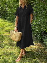 Sadie™ | Women's Striped Button-Up Midi Dress