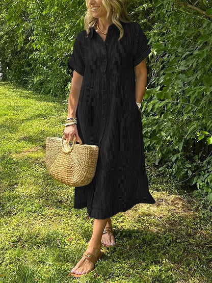 Sadie™ | Women's Striped Button-Up Midi Dress