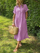 Sadie™ | Women's Striped Button-Up Midi Dress
