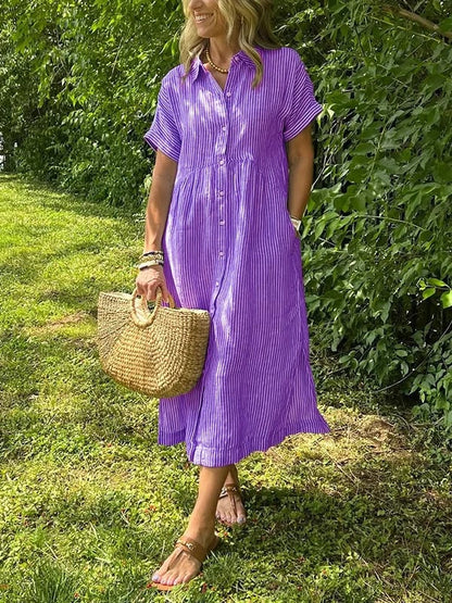 Sadie™ | Women's Striped Button-Up Midi Dress