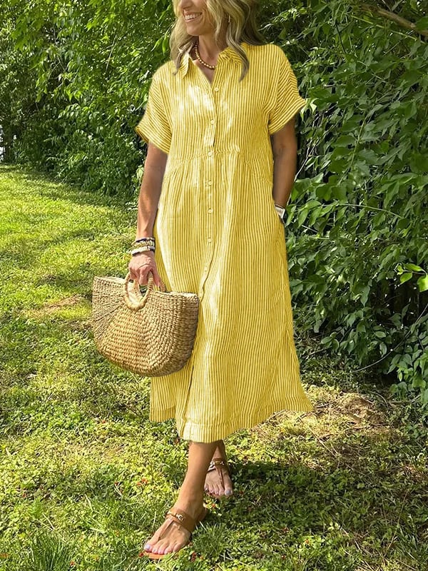 Sadie™ | Women's Striped Button-Up Midi Dress