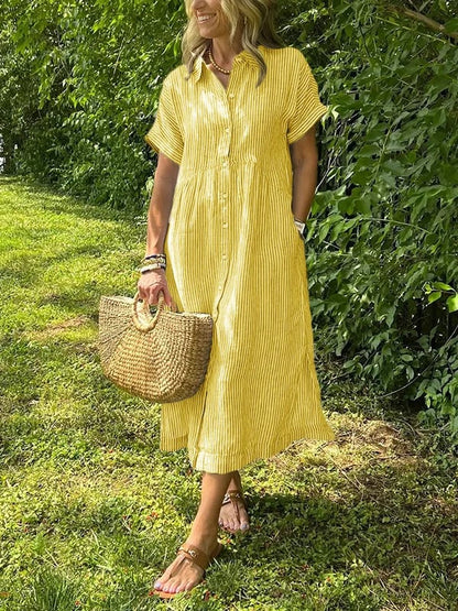 Sadie™ | Women's Striped Button-Up Midi Dress