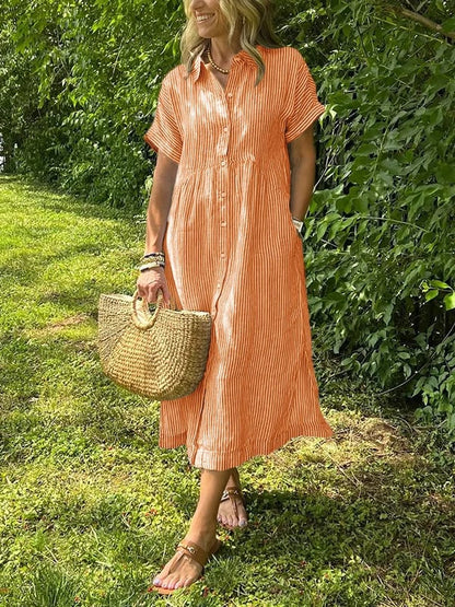 Sadie™ | Women's Striped Button-Up Midi Dress