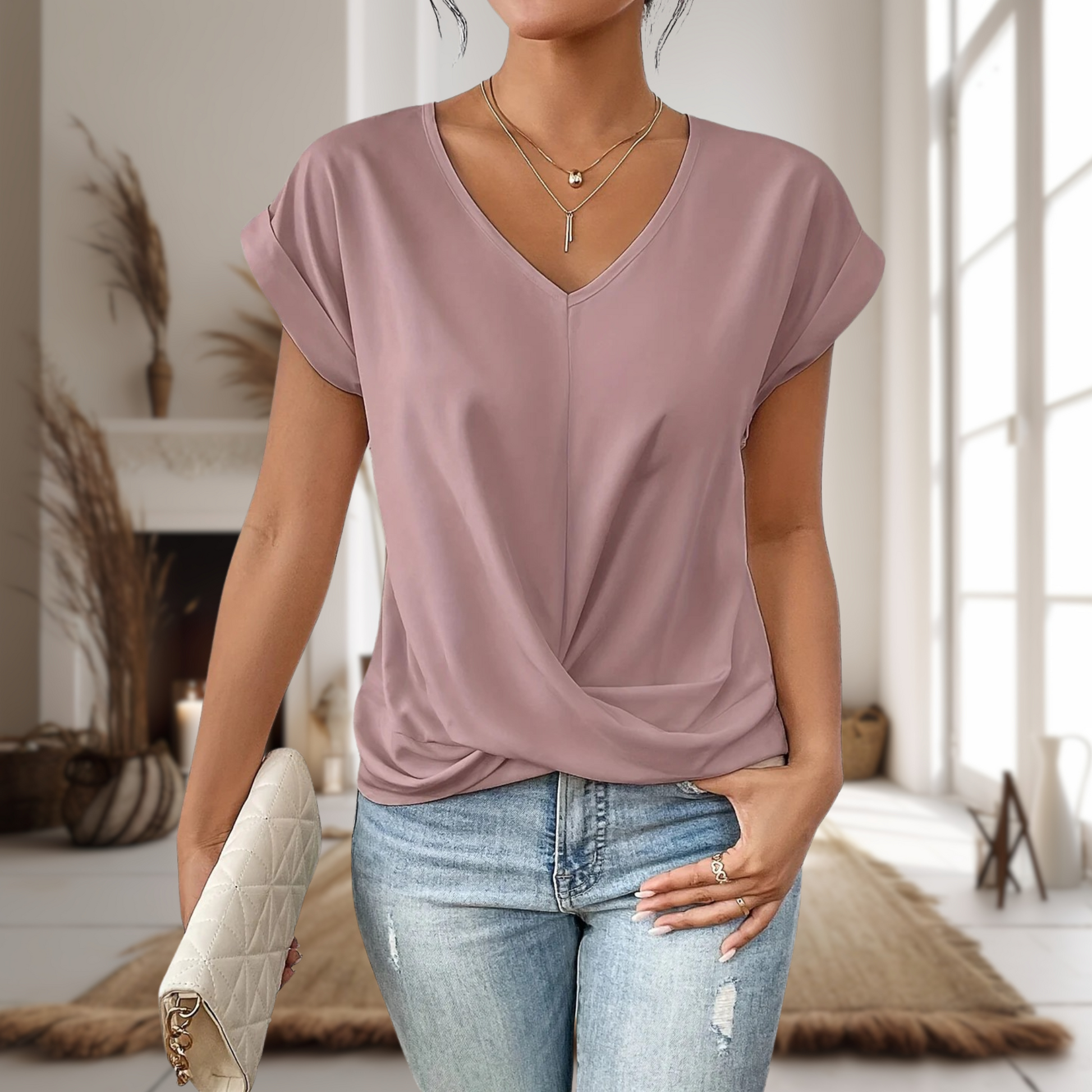 Sadie™ | Women's V-Neck Twist-Hem Top