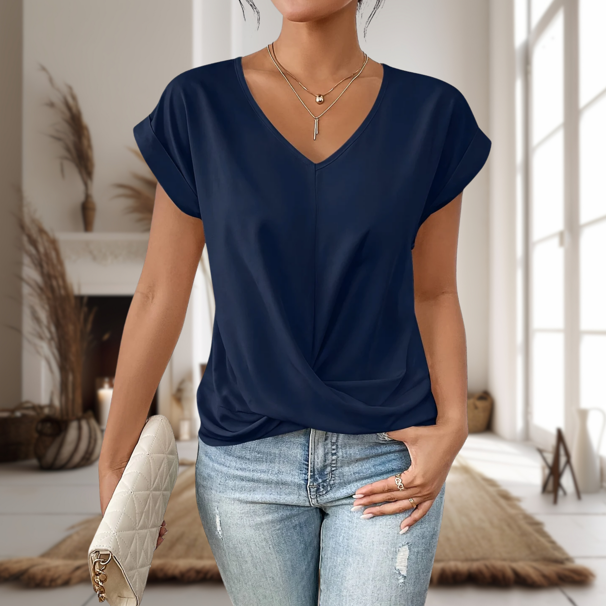 Sadie™ | Women's V-Neck Twist-Hem Top