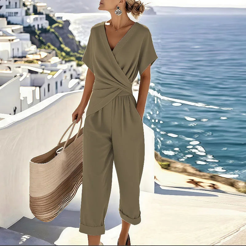 Sadie™ | Women's Wrap-Front Cropped Jumpsuit