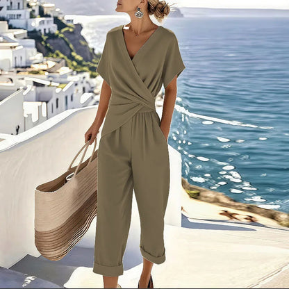 Sadie™ | Women's Wrap-Front Cropped Jumpsuit