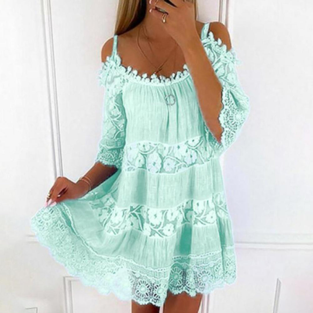 Women's Cold-Shoulder Tiered Mini Dress