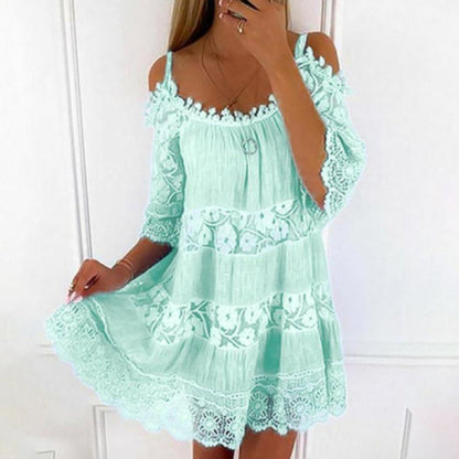 Women's Cold-Shoulder Tiered Mini Dress