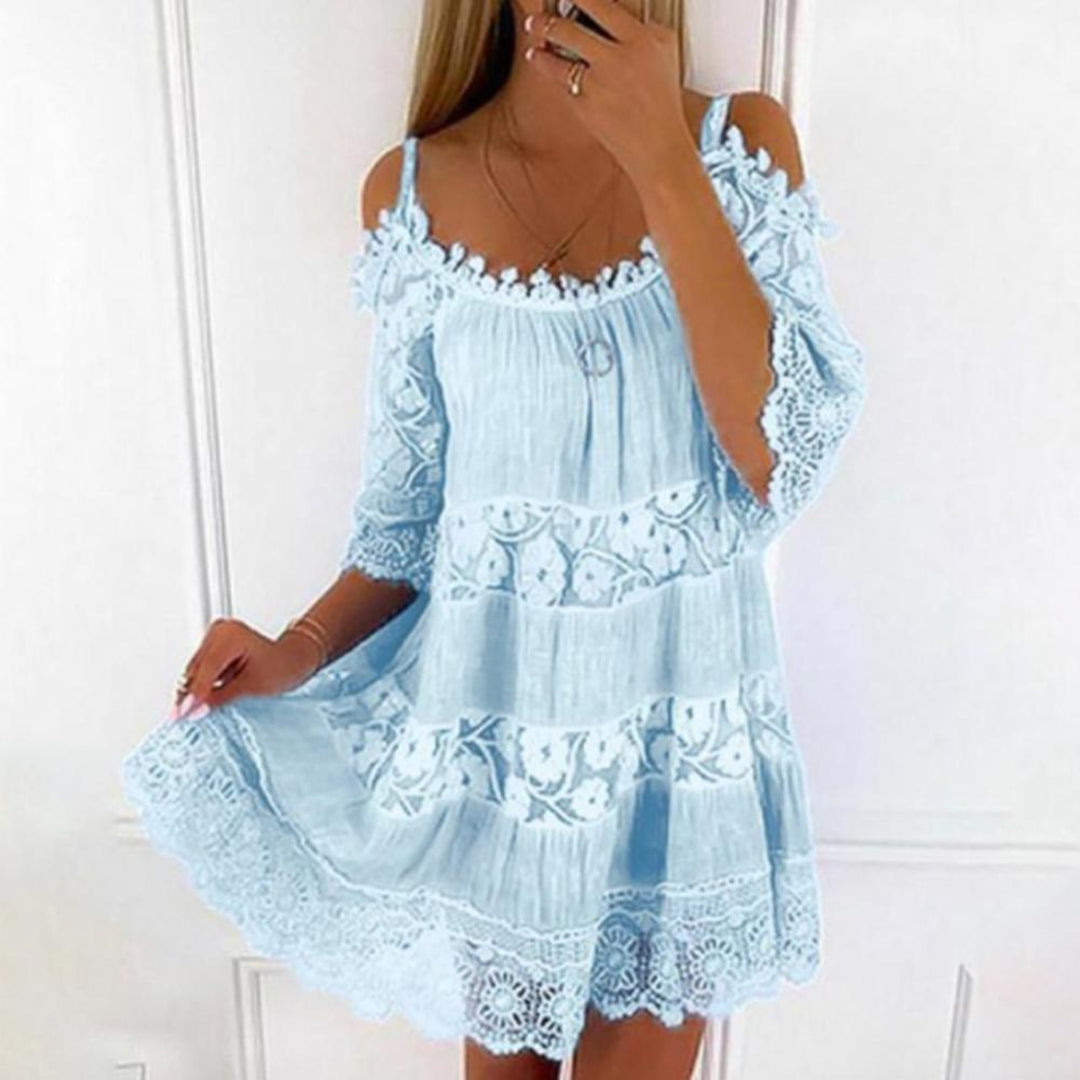 Women's Cold-Shoulder Tiered Mini Dress
