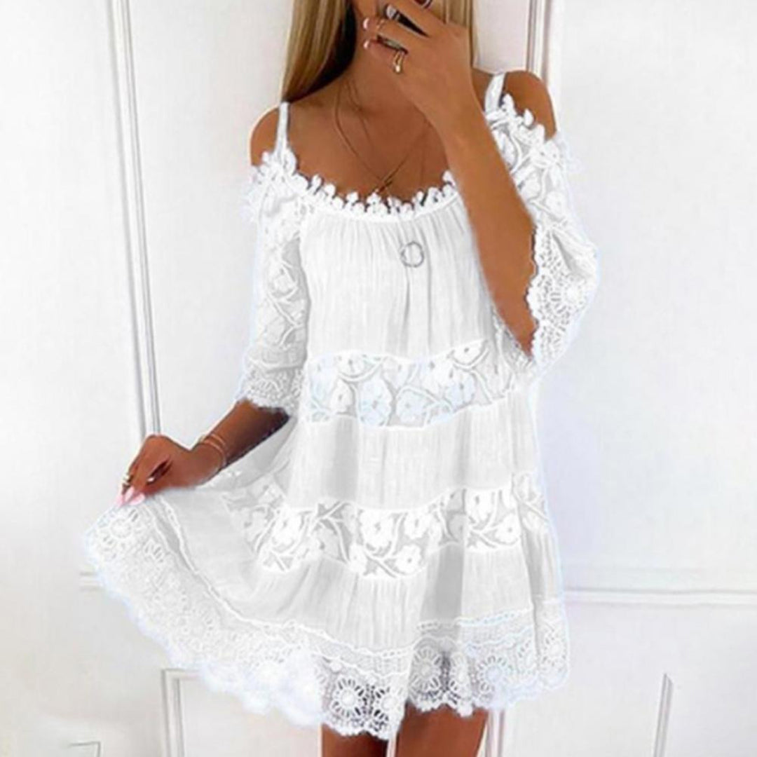 Women's Cold-Shoulder Tiered Mini Dress