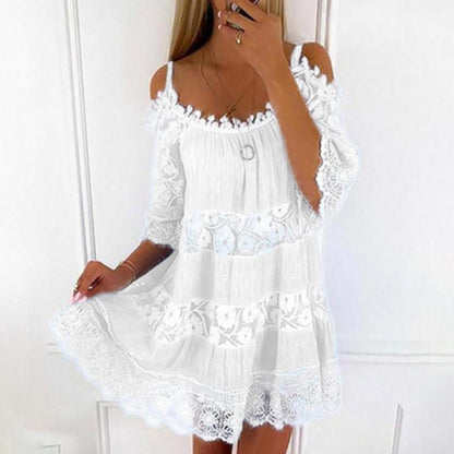 Women's Cold-Shoulder Tiered Mini Dress
