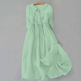 Women's Collared Midi Dress with Tie Waist