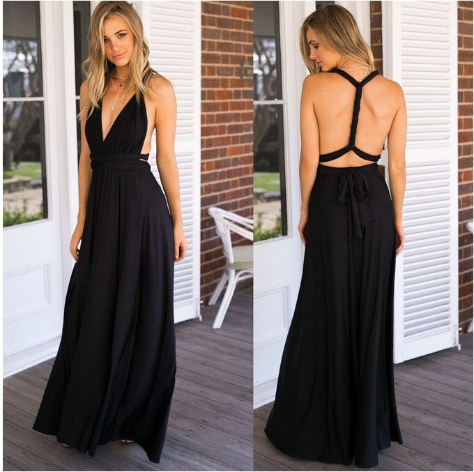 Women's Convertible Open-Back Maxi Dress