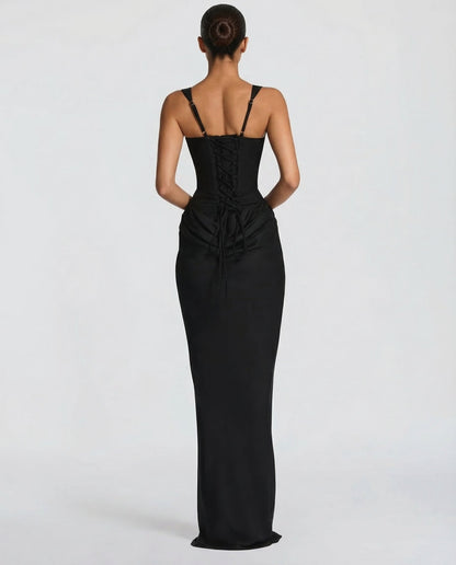 Women's Corset Maxi Dress with Square Neckline