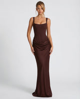 Della™ | Women's Corset Maxi Dress with Square Neckline