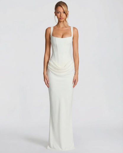 Women's Corset Maxi Dress with Square Neckline
