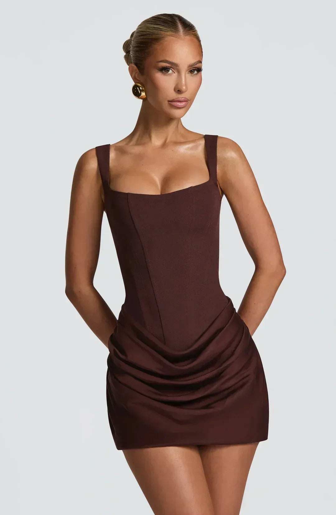 Women's Corset-Style Draped Mini Dress
