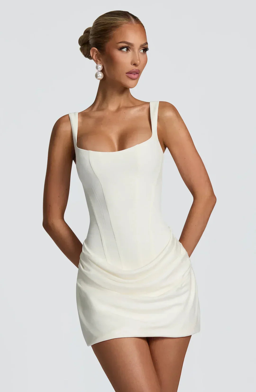 Women's Corset-Style Draped Mini Dress