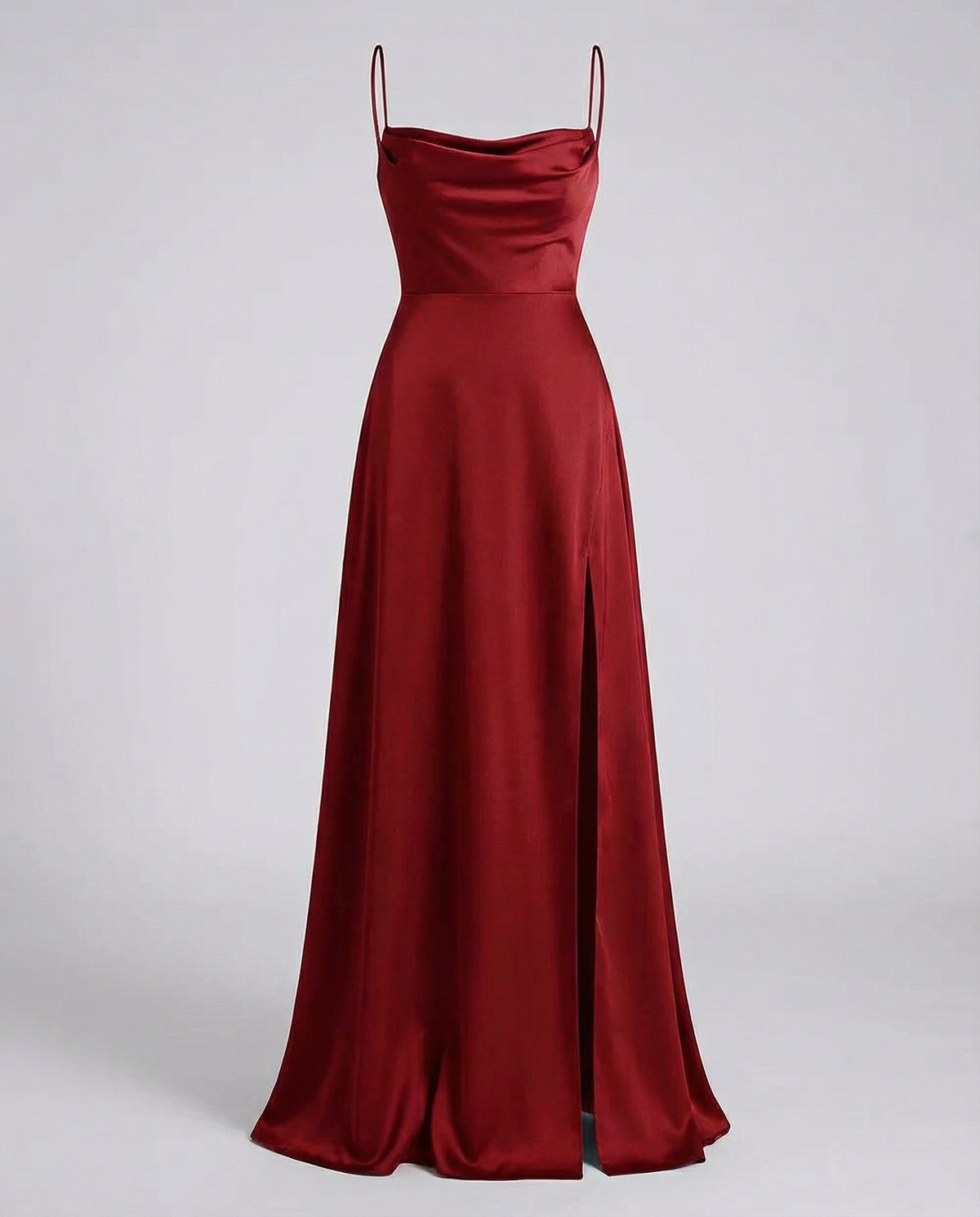 Women's Cowl-Neck Maxi Evening Gown with Side Slit