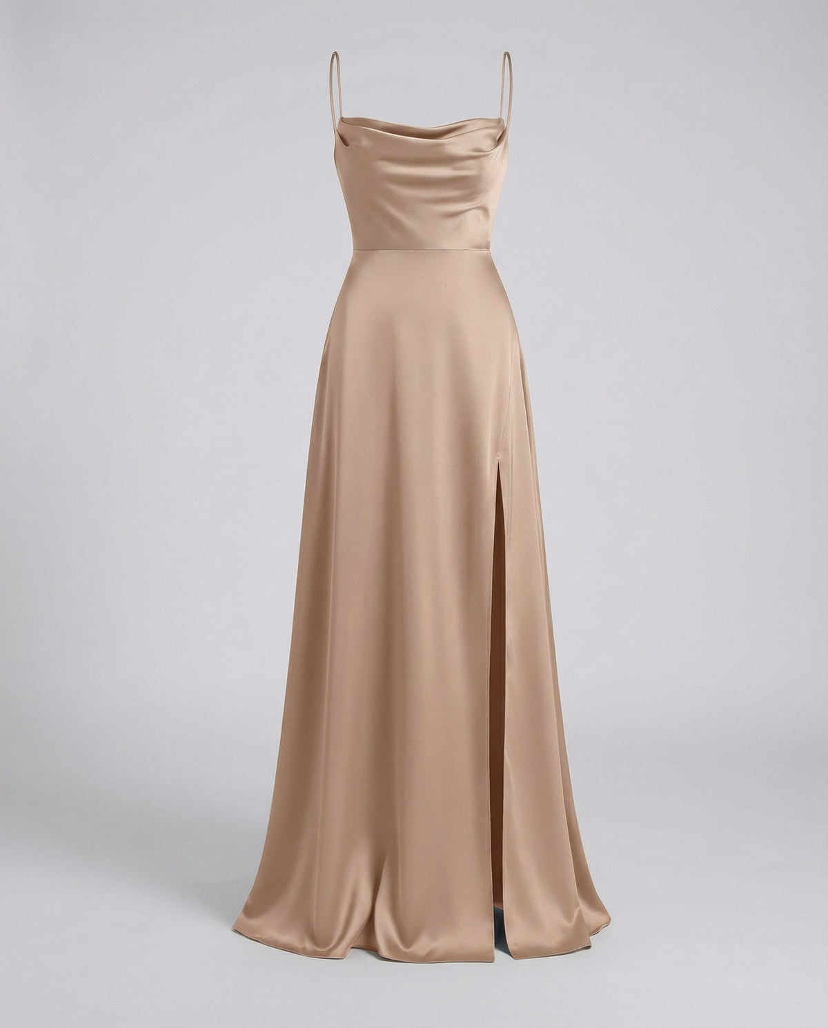 Women's Cowl-Neck Maxi Evening Gown with Side Slit