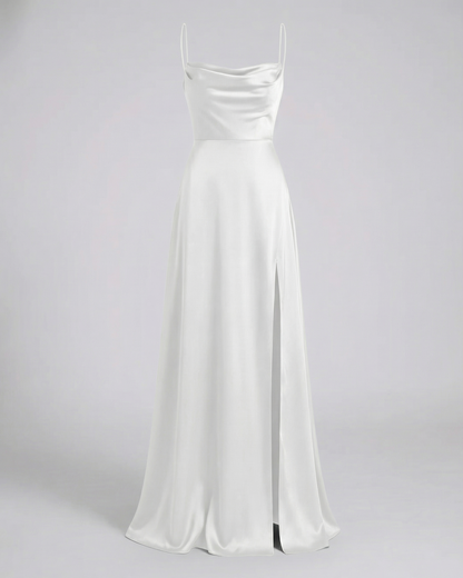 Women's Cowl-Neck Maxi Evening Gown with Side Slit