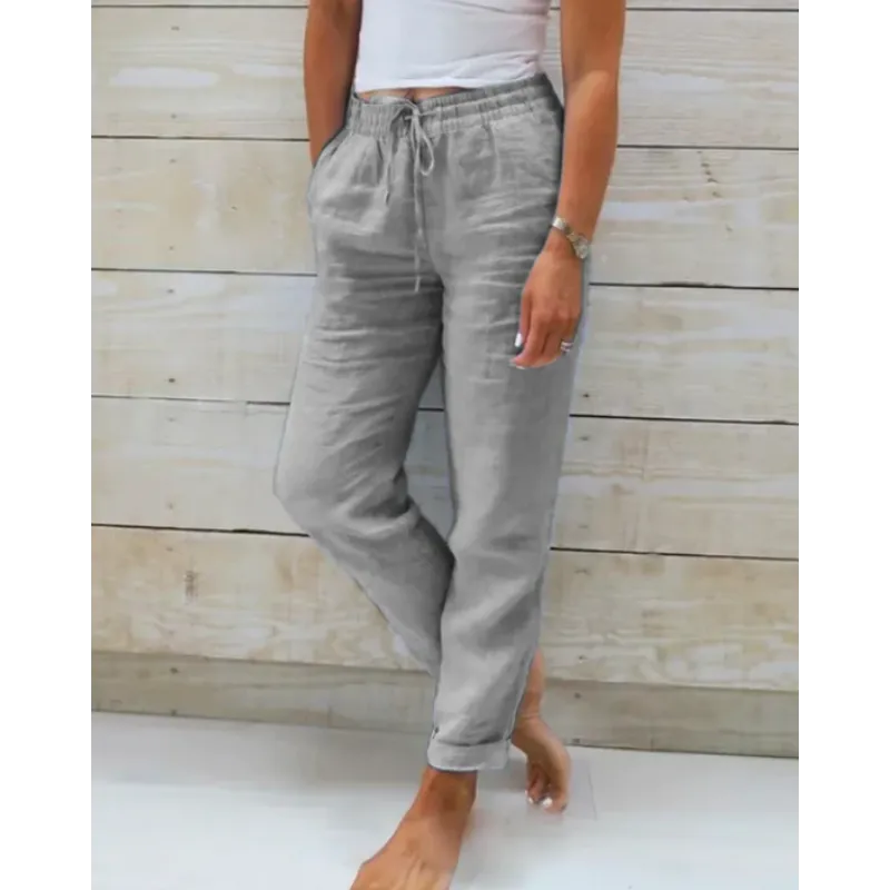 Women's Drawstring Straight-Leg Trousers