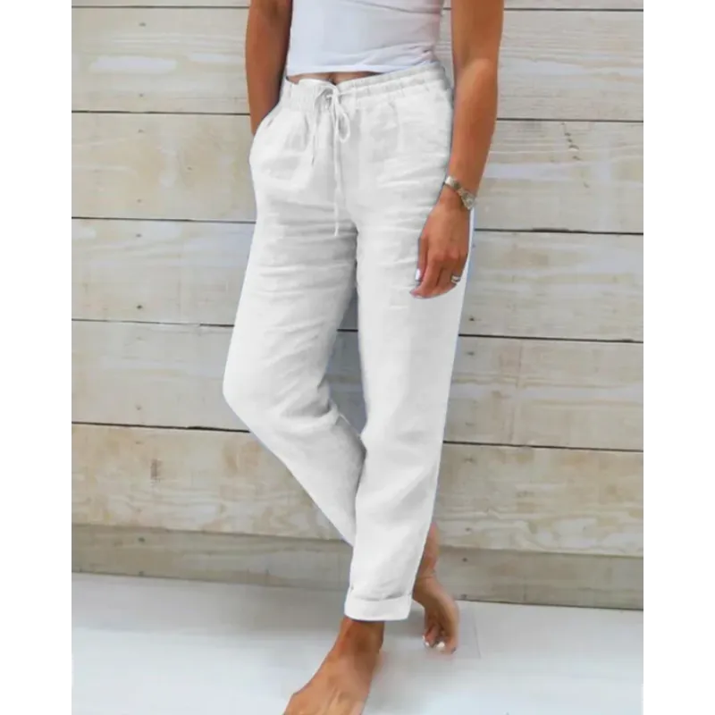 Women's Drawstring Straight-Leg Trousers