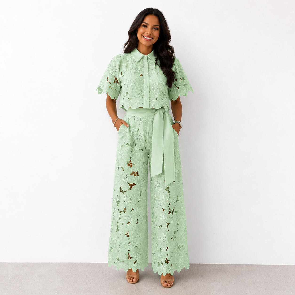 Women's Floral Lace Two-Piece Set