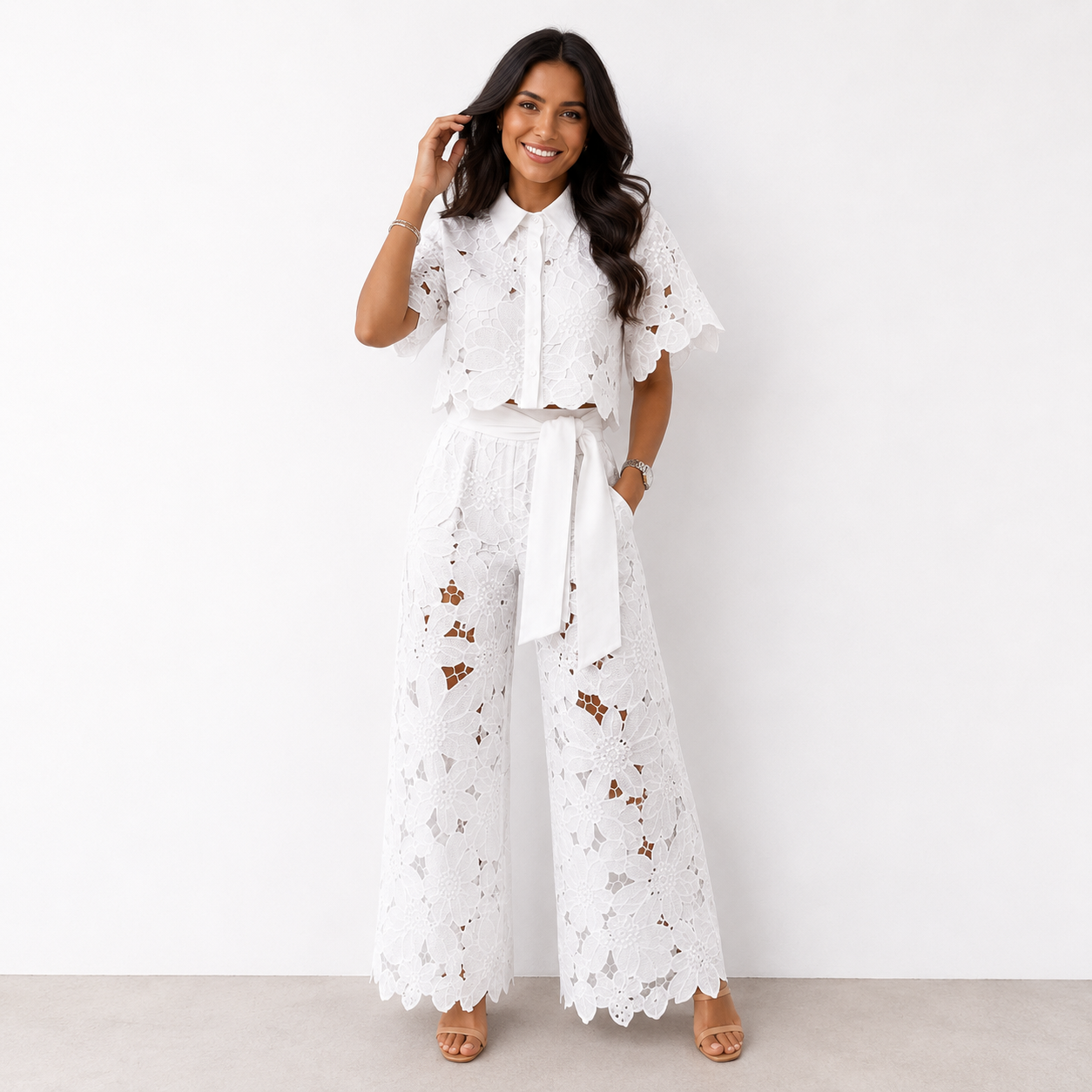 Women's Floral Lace Two-Piece Set