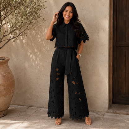 Women's Floral Lace Two-Piece Set