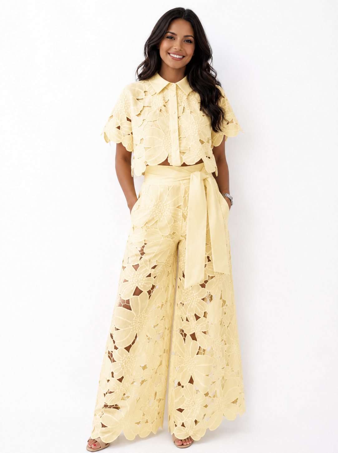 Women's Floral Lace Two-Piece Set