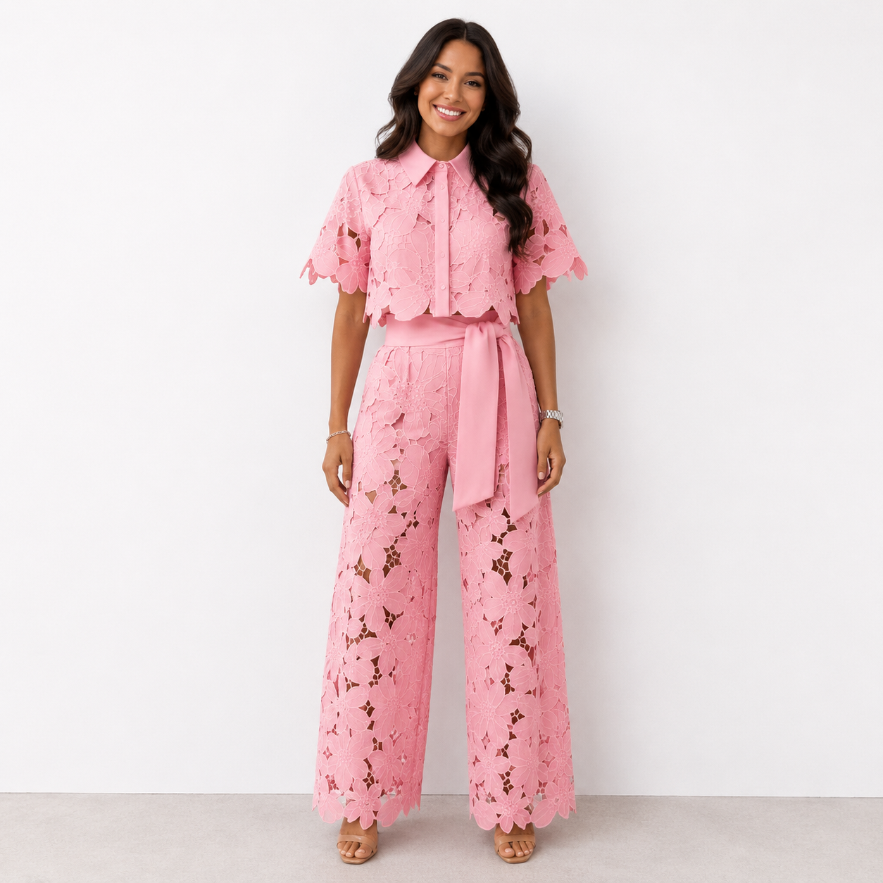 Women's Floral Lace Two-Piece Set