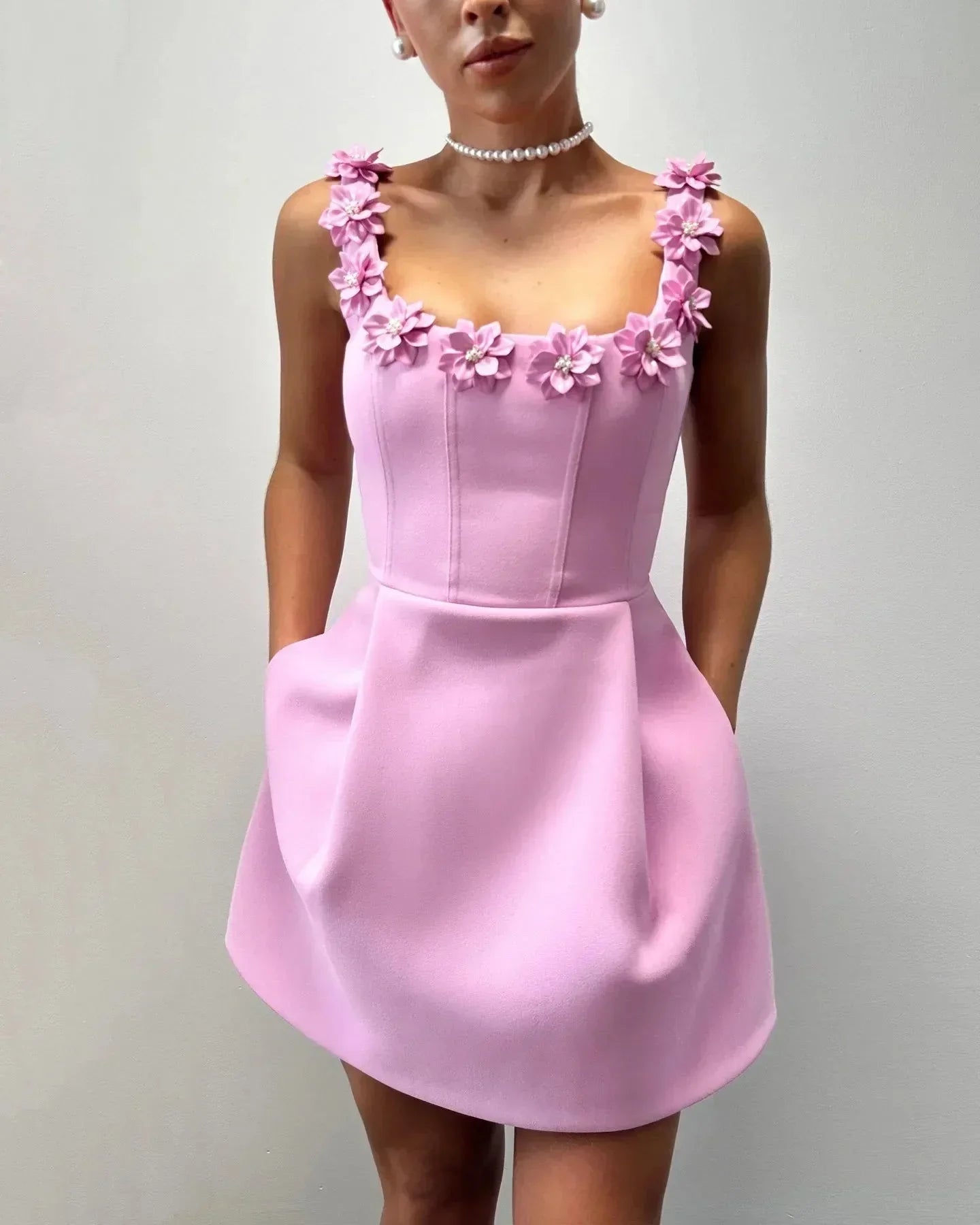 Women's Floral-Strap Mini Dress