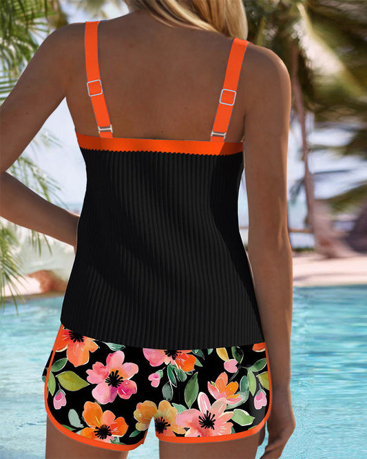 Women's Floral Tankini Set with Tummy Control