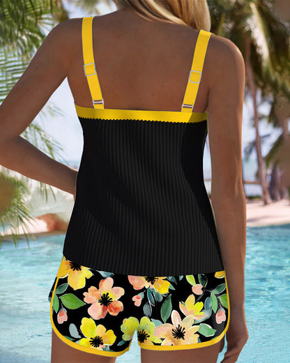 Women's Floral Tankini Set with Tummy Control