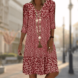 Women's Floral V-Neck Midi Dress