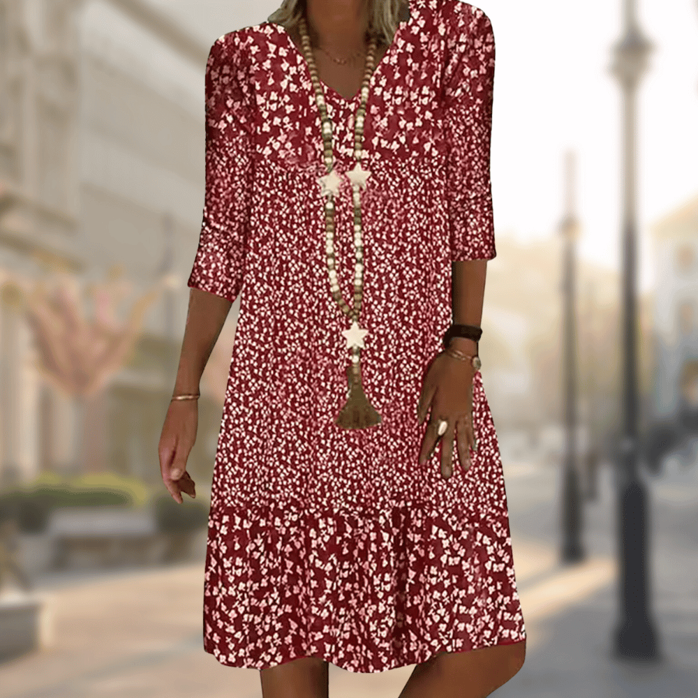 Women's Floral V-Neck Midi Dress