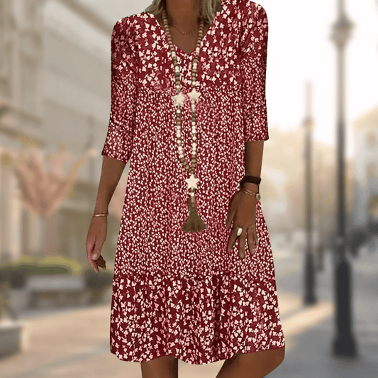 Women's Floral V-Neck Midi Dress