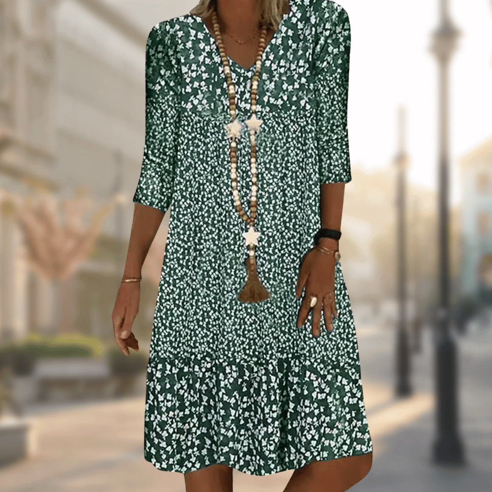 Women's Floral V-Neck Midi Dress