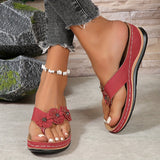 Women's Flower-Detail Wedge Flip-Flop Sandals