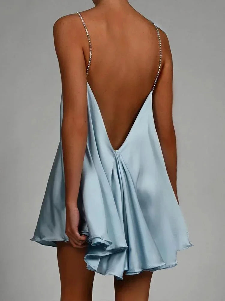 Women's Flowy Mini Dress with Crystal Straps