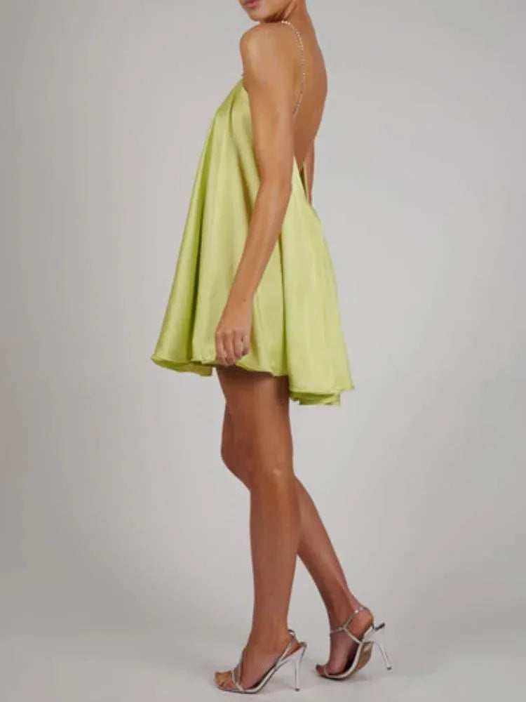 Women's Flowy Mini Dress with Crystal Straps