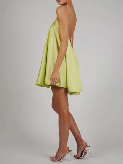 Women's Flowy Mini Dress with Crystal Straps