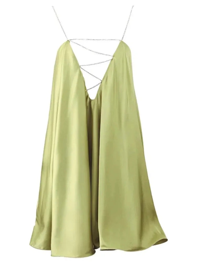 Women's Flowy Mini Dress with Crystal Straps