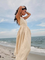 Women's Open-Back Maxi Dress with Tie Straps