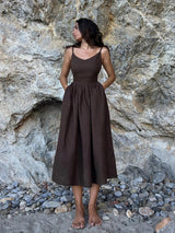 Women's Open-Back Maxi Dress with Tie Straps